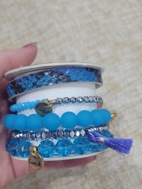 Erimish Turquoise and Royal Blue Mixed Bead Stack Bracelet Set